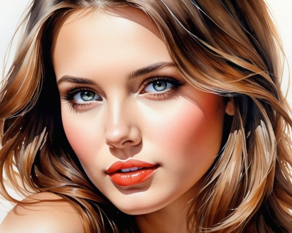 Close-Up Portrait of a Young Woman with Blue Eyes