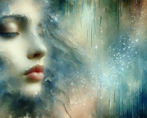 Ethereal Portrait of a Woman with Dreamy Background
