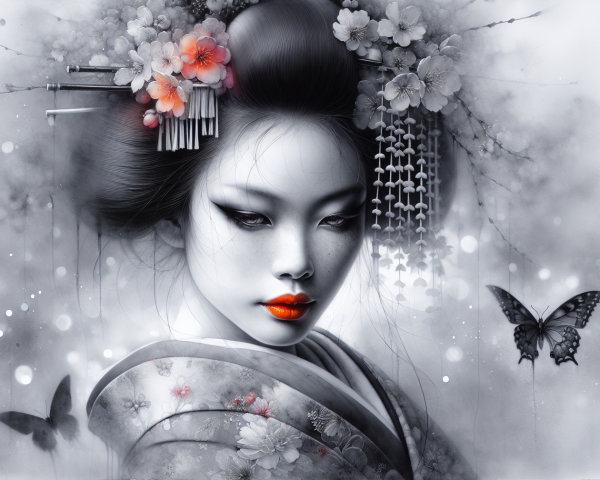 Serene Portrait of Woman in Traditional Attire
