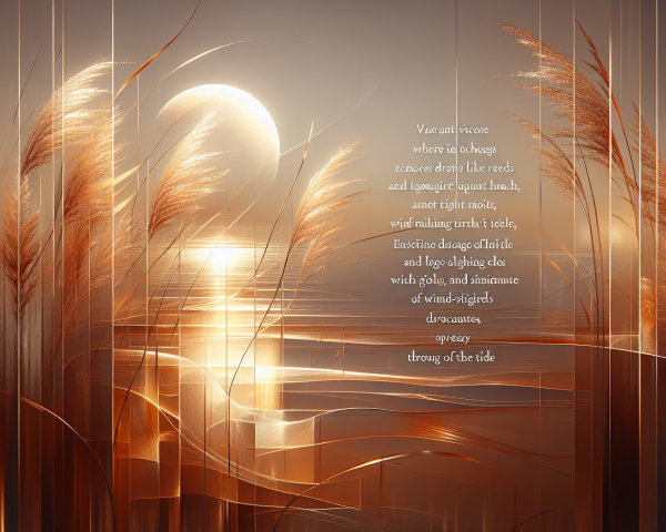 Serene Landscape with Golden Grasses and Sunset Reflections