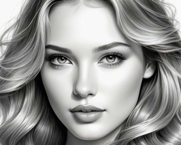 Black and white portrait of a young woman with elegance
