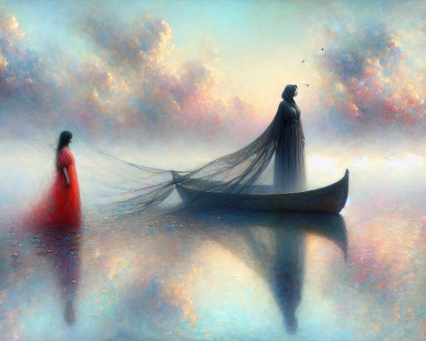 Surreal Fantasy Art Featuring Two Women in Landscape