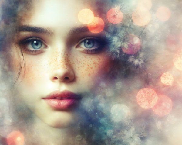 Close-Up Portrait of a Young Woman with Blue Eyes
