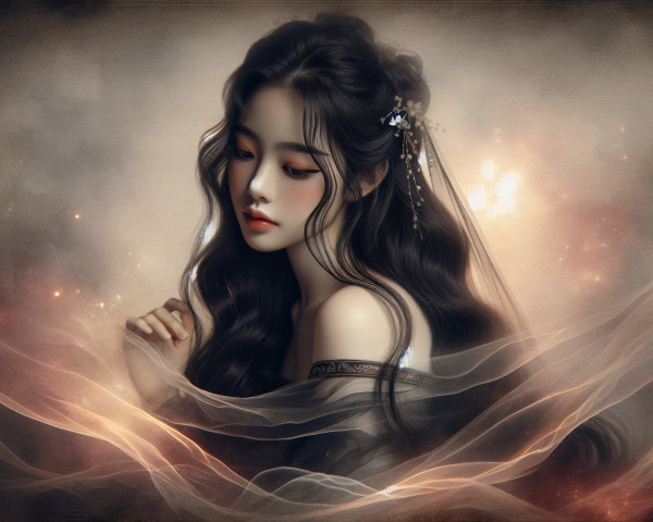 Serene Portrait of a Young Woman in Ethereal Light