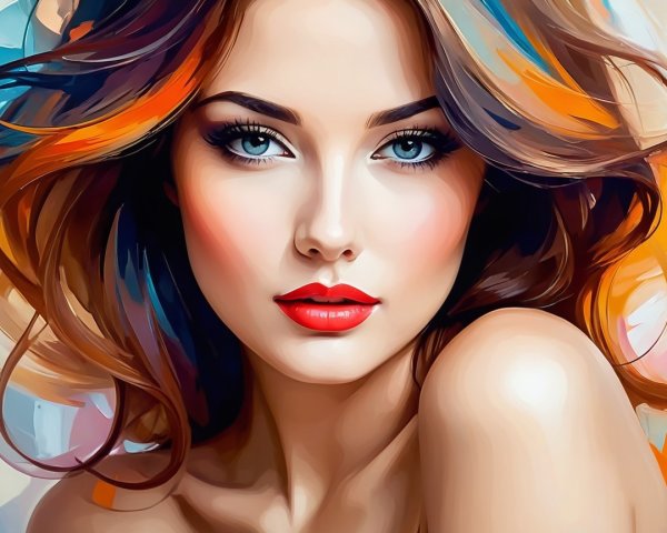 Portrait of a Young Woman with Vibrant Hair and Eyes