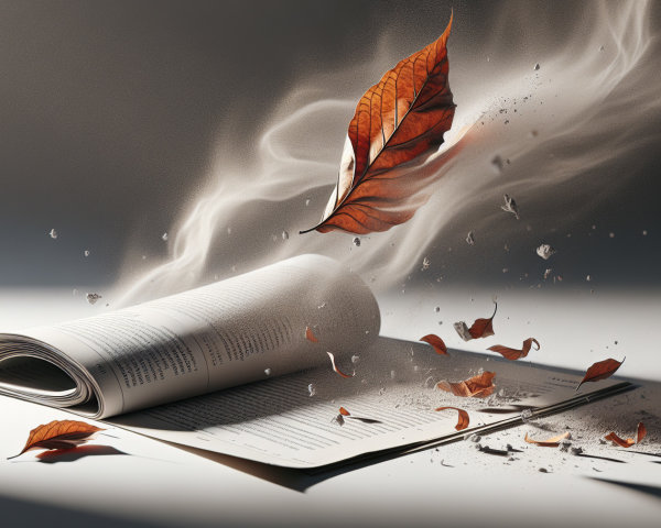 Open Book Surrounded by Autumn Leaves and Mist