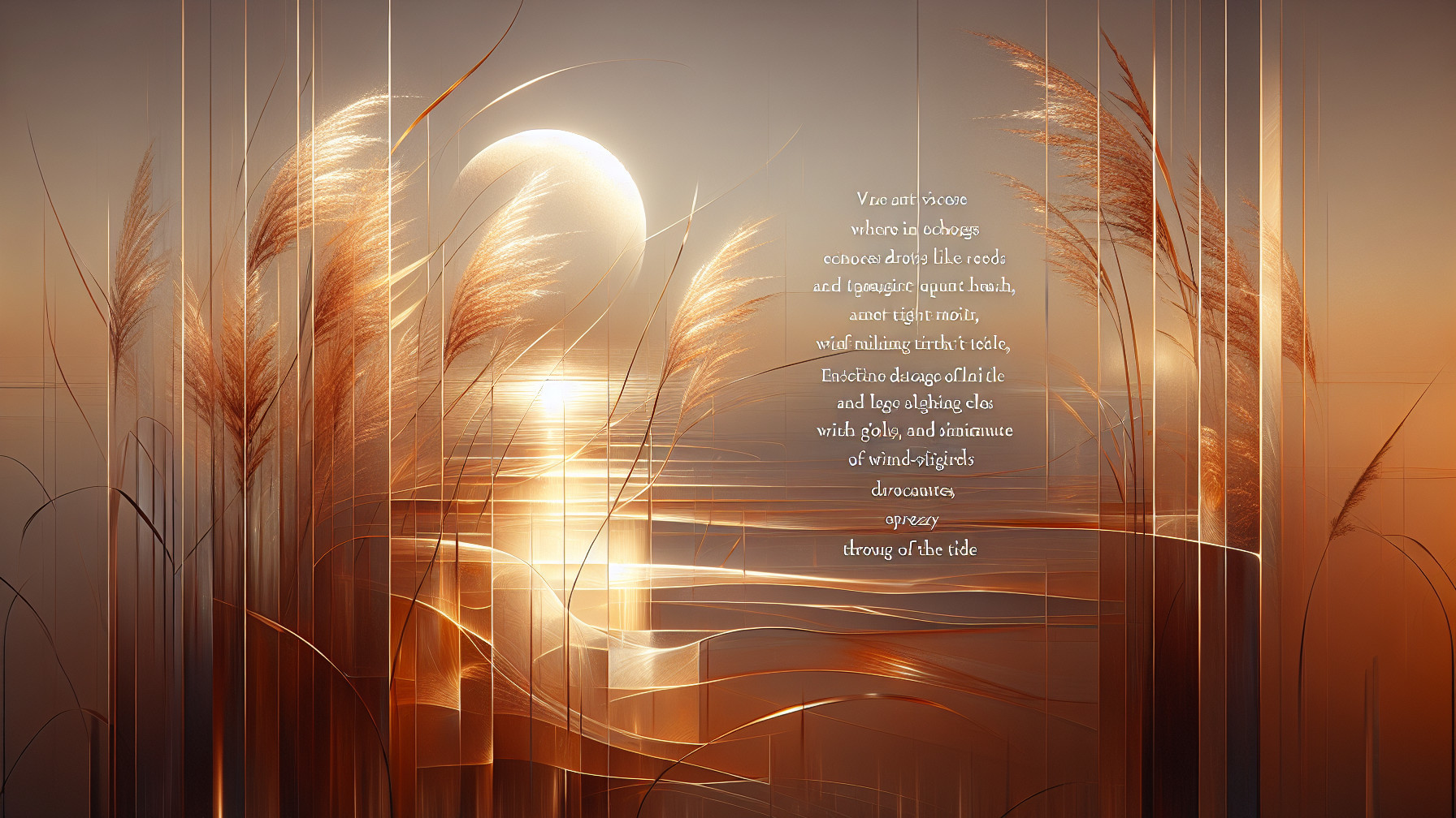 Serene Landscape with Golden Grasses and Sunset Reflections