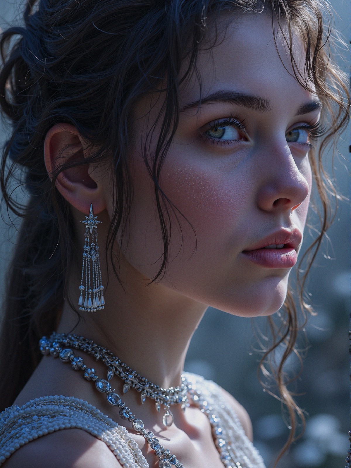 Close-up Portrait of a Young Woman with Jewelry