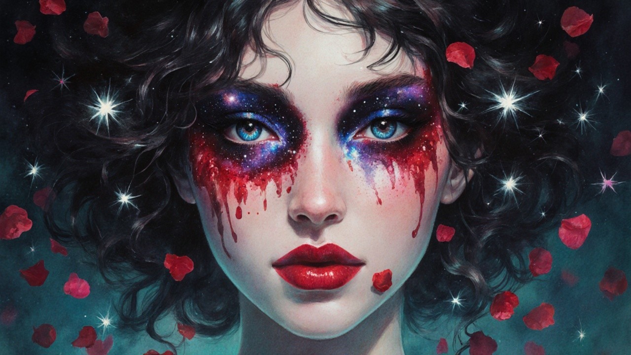Portrait of a Young Woman with Galaxy-Inspired Makeup