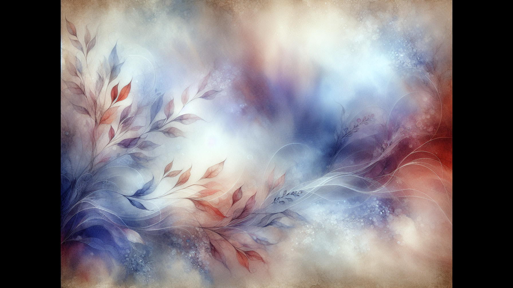 Abstract Composition with Organic Shapes and Leaves