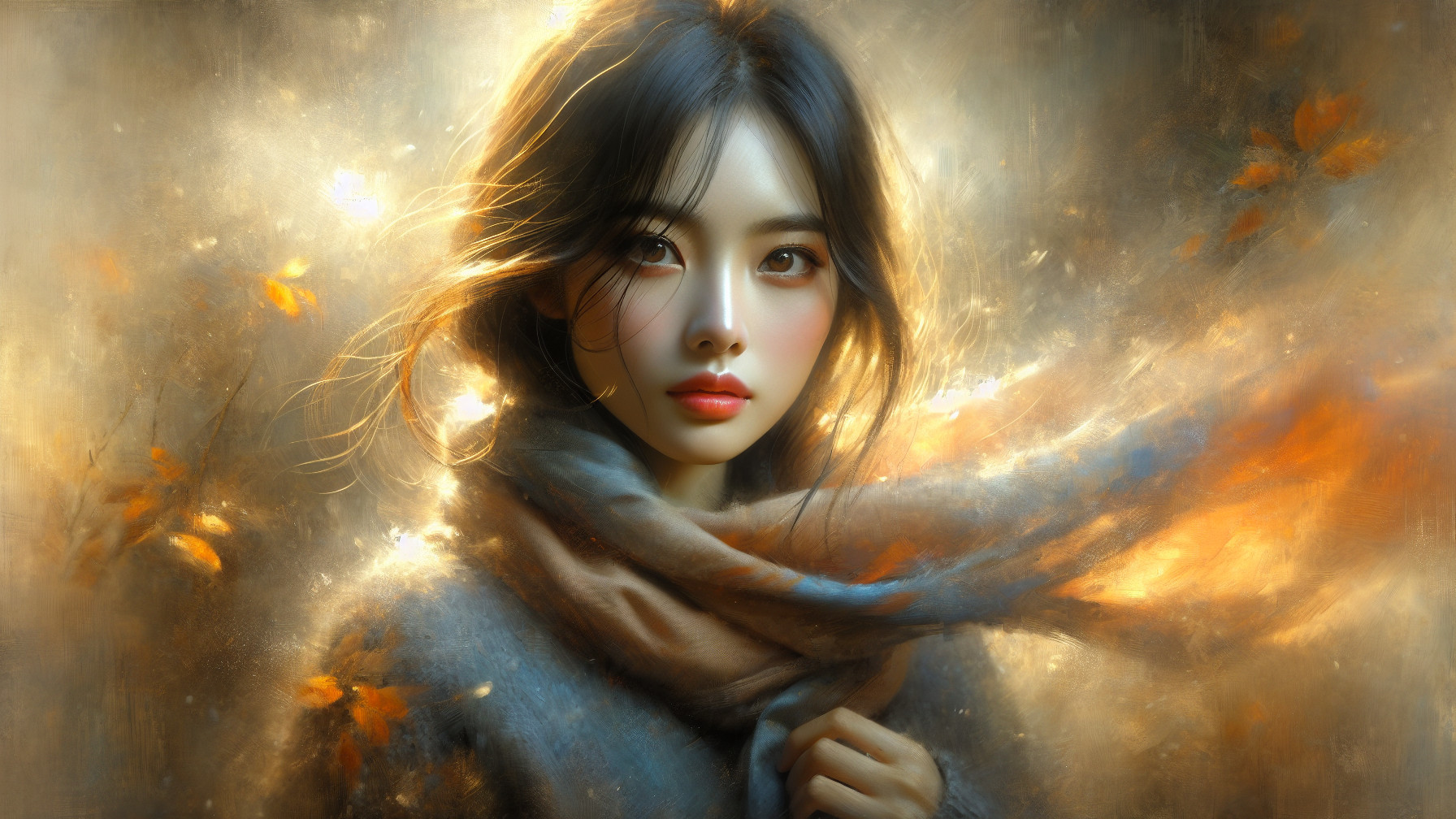 Serene Portrait of a Young Woman in Autumn Light