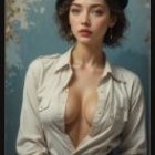 Woman in White Shirt and Black Beret with Elegant Style