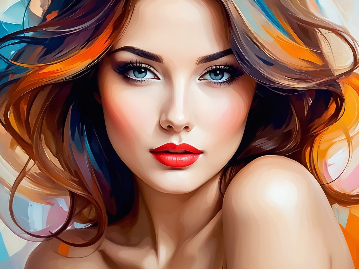 Portrait of a Young Woman with Vibrant Hair and Eyes