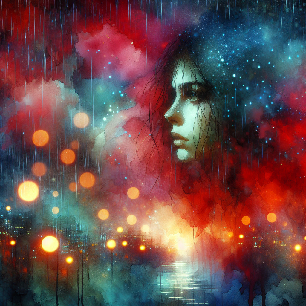 Abstract Portrait of a Young Woman in Vibrant Colors