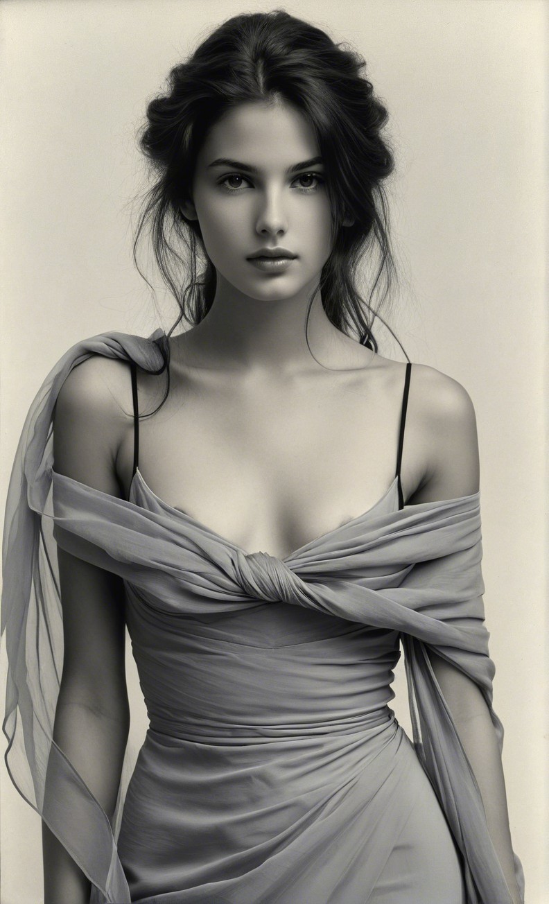 Portrait of a Young Woman in Elegant Gown