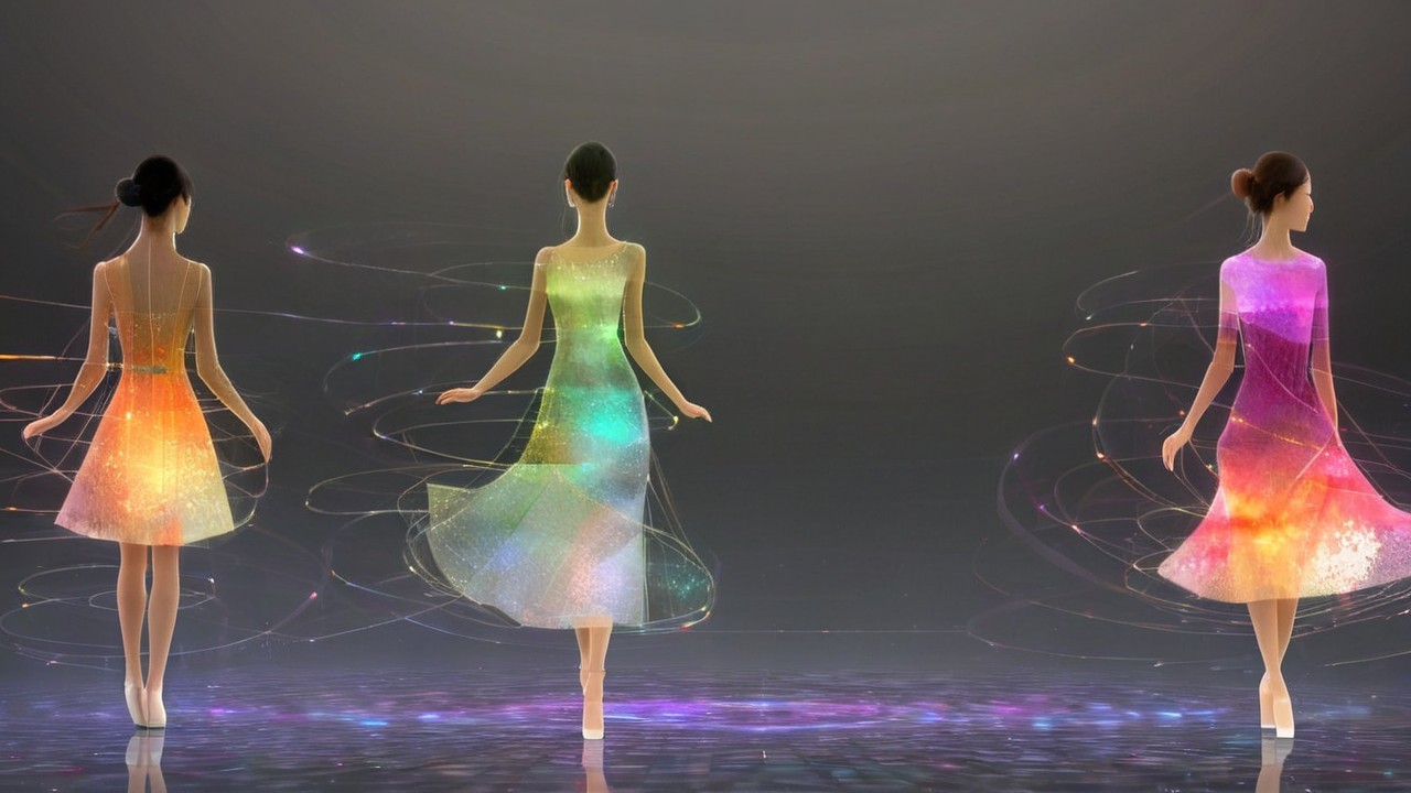 Translucent Female Figures in Ethereal Dresses