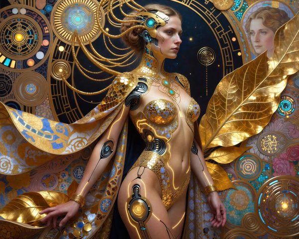 Futuristic Sci-Fi Art Deco Fashion Portrait of Woman