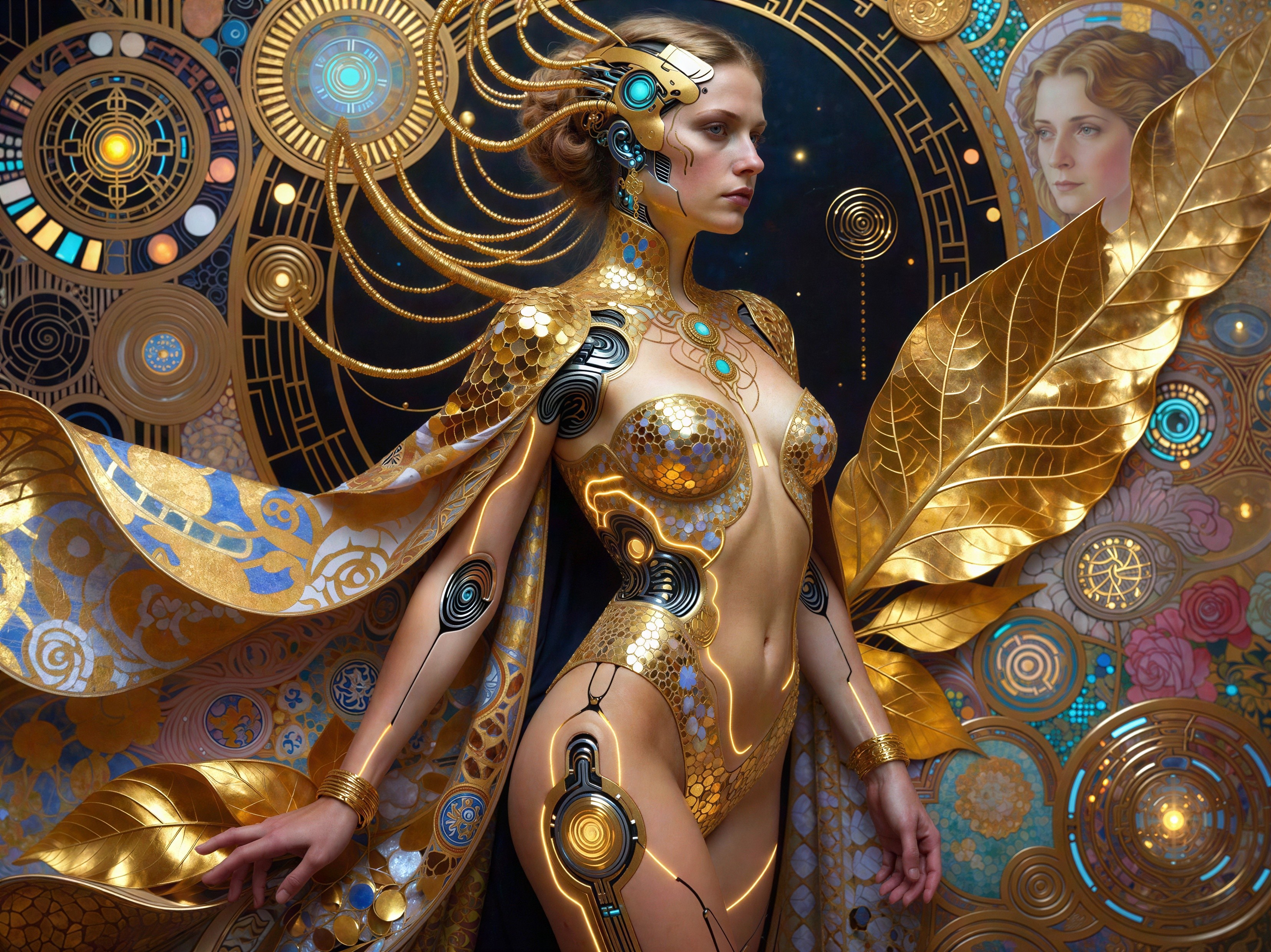 Futuristic Sci-Fi Art Deco Fashion Portrait of Woman