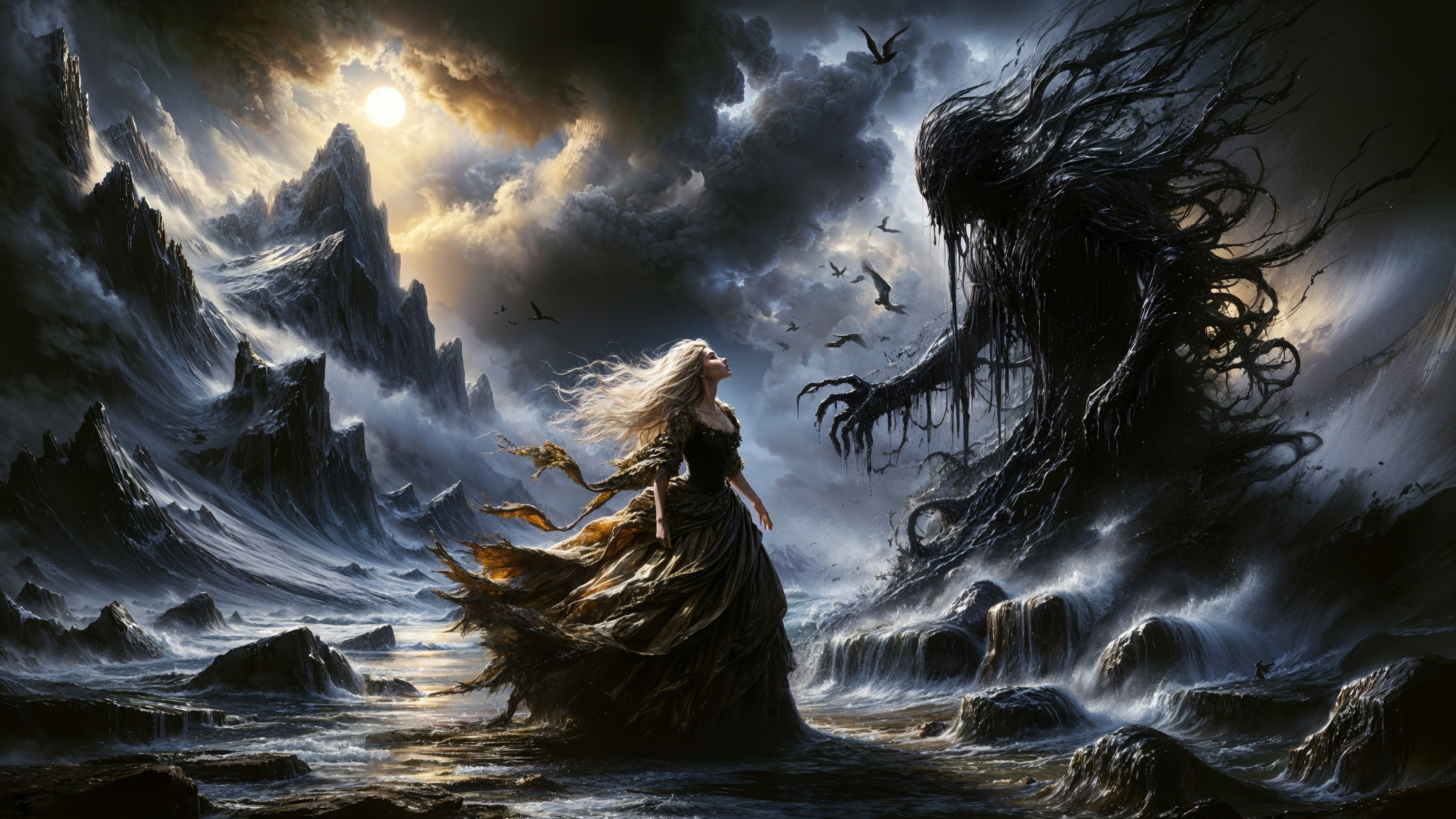 Mysterious Figure in Dark Atmospheric Landscape