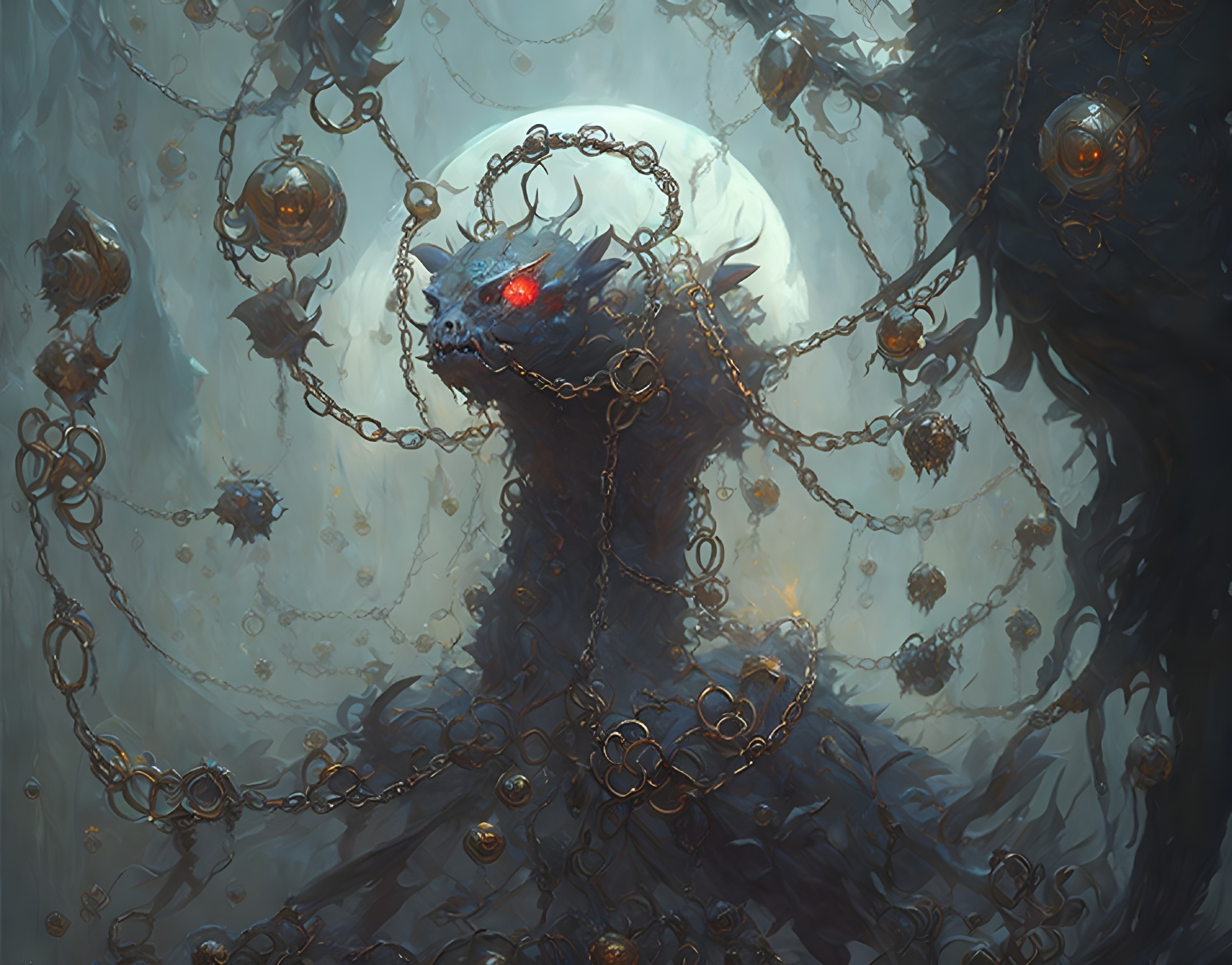 Dragon-like creature in a misty, ethereal realm