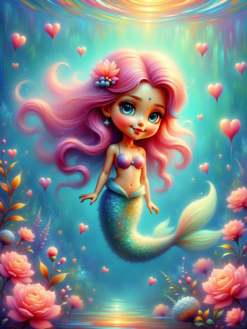 Whimsical Mermaid in a Vibrant Underwater World