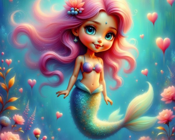 Whimsical Mermaid in a Vibrant Underwater World