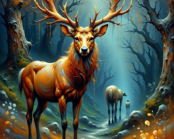 Majestic Stag in Enchanted Autumn Forest Setting