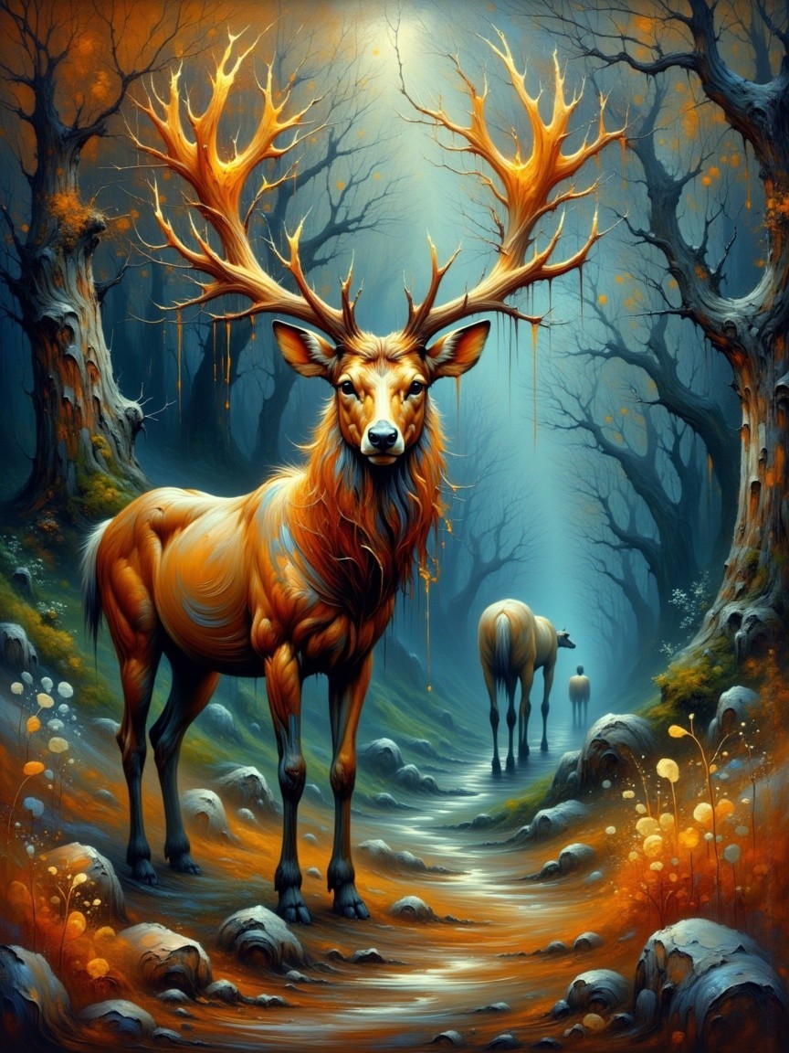 Majestic Stag in Enchanted Autumn Forest Setting