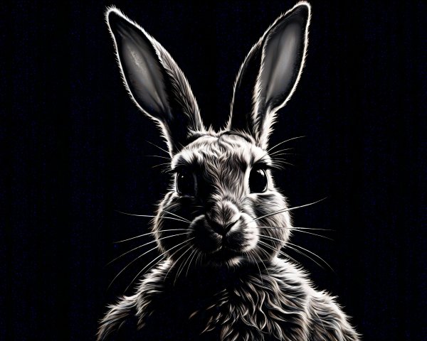 Detailed Portrait of a Rabbit on Dark Background