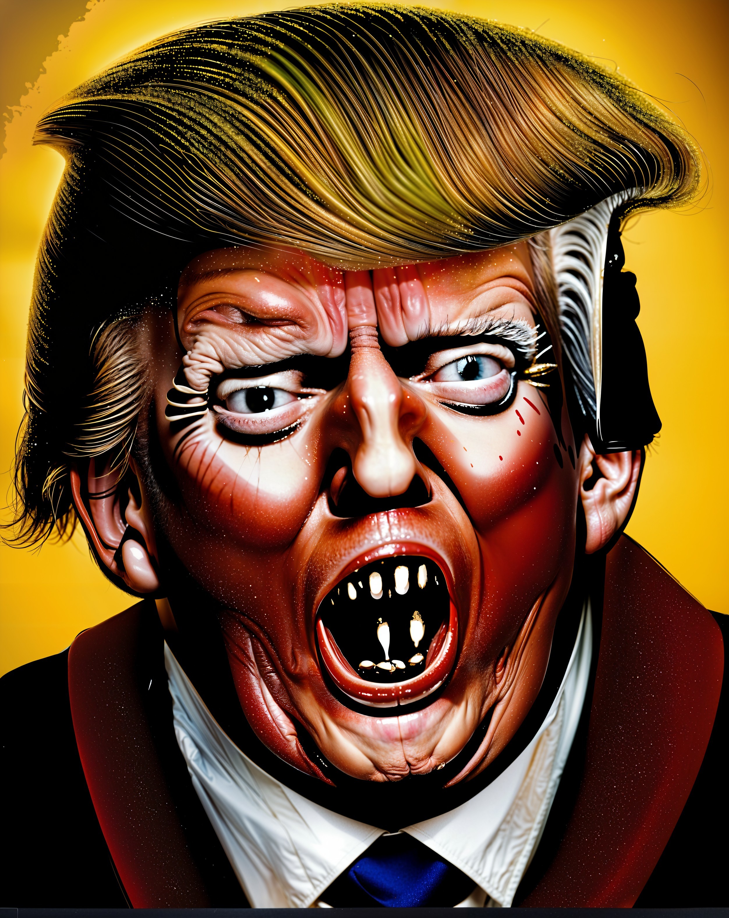 Exaggerated Portrait of a Fierce Man with Wild Hair