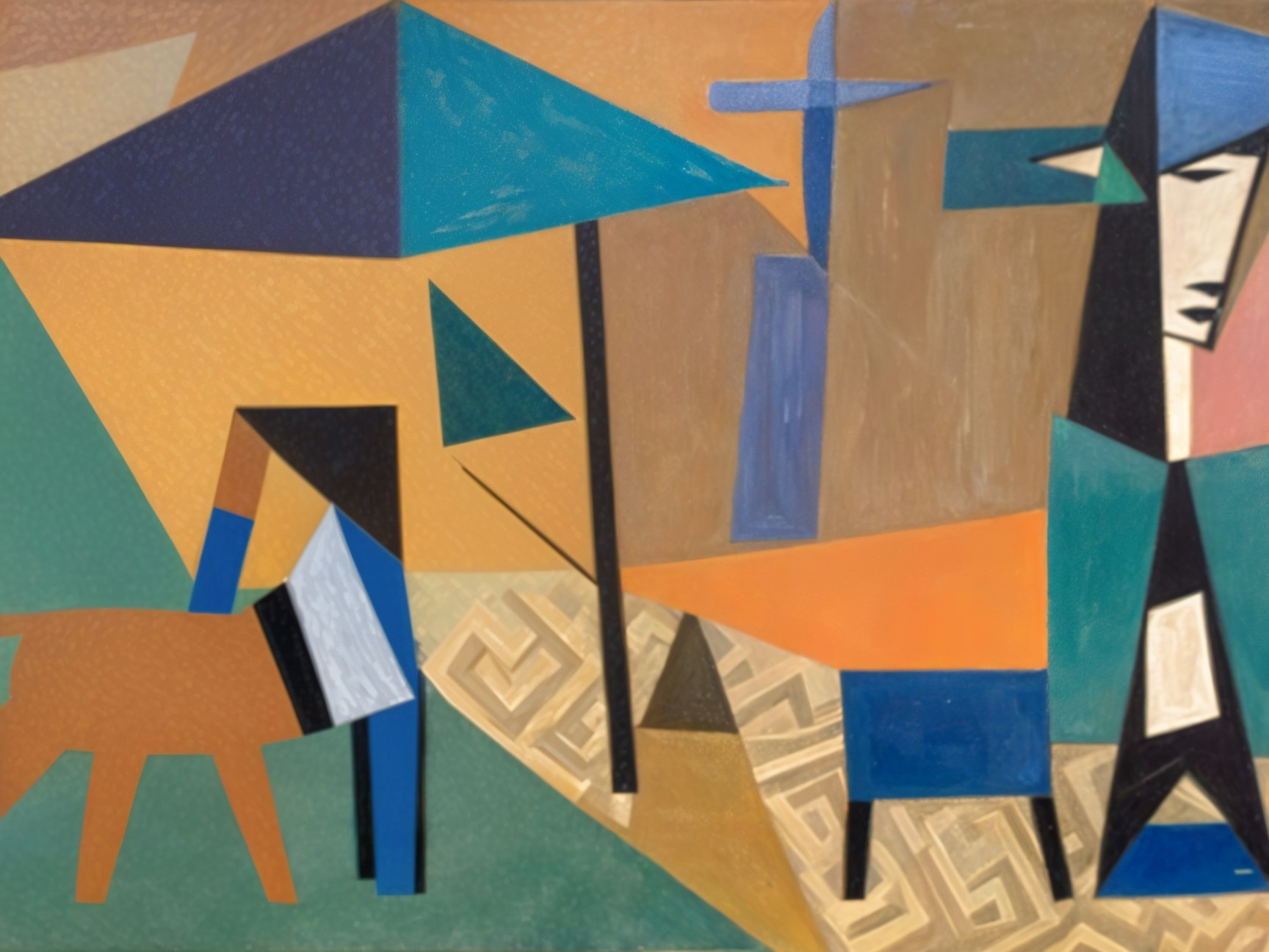 Abstract Composition with Geometric Shapes and Colors