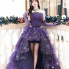 Victorian-inspired dress with ruffles and roses