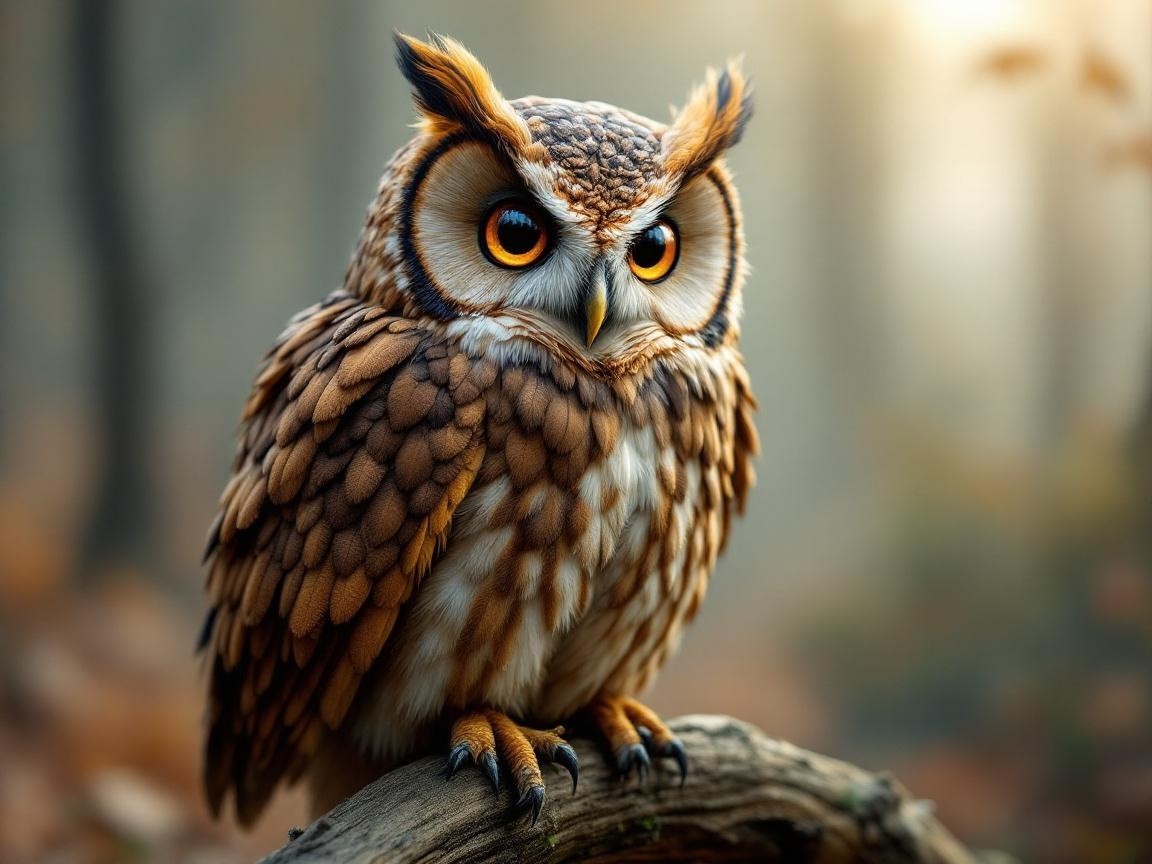 Majestic owl perched in serene forest setting