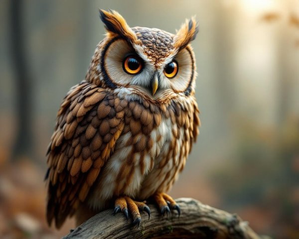 Majestic owl perched in serene forest setting