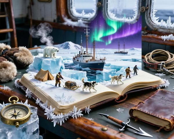 Magical Realism Arctic Expedition Digital Painting Scene