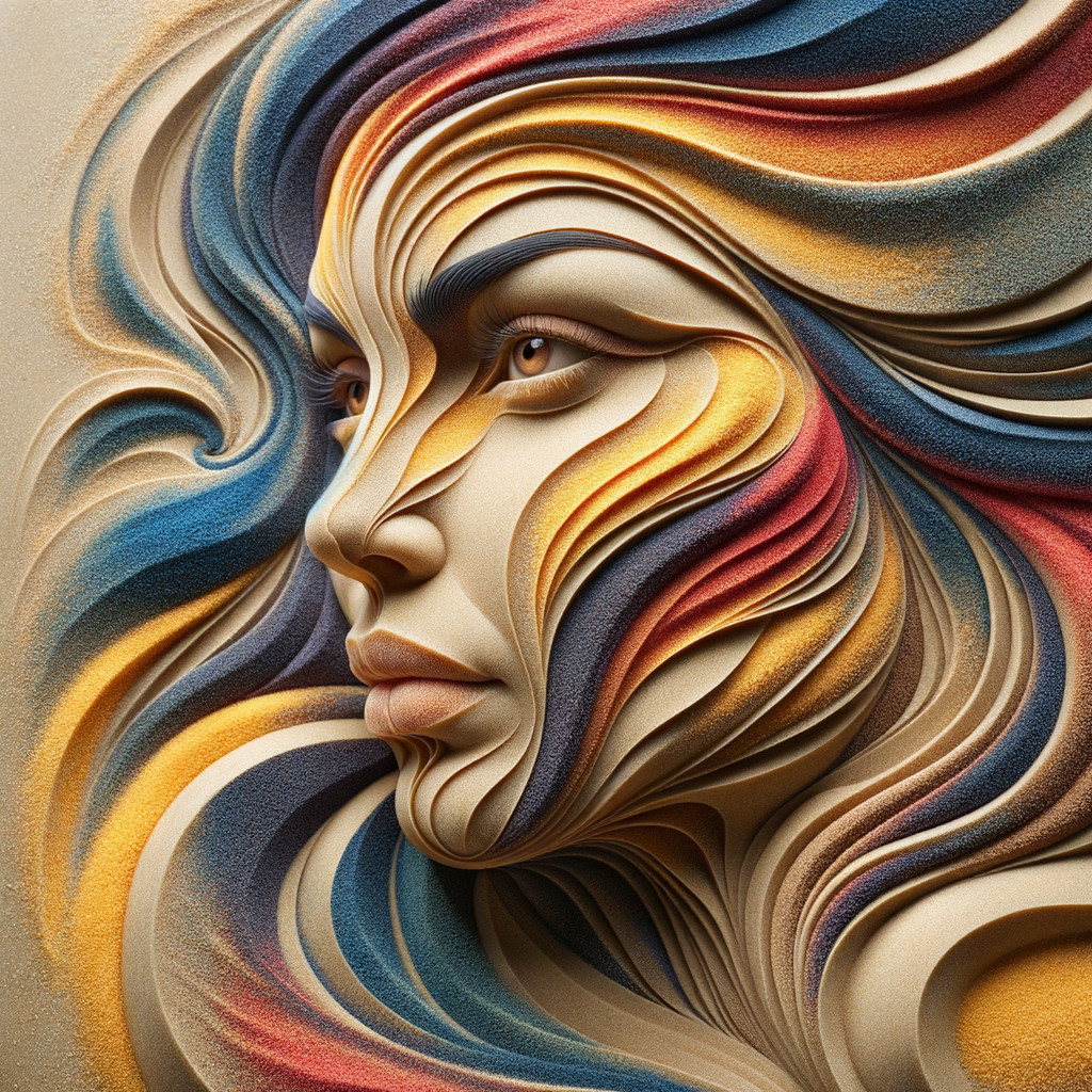 Stylized Female Face with Vibrant Colors and Texture