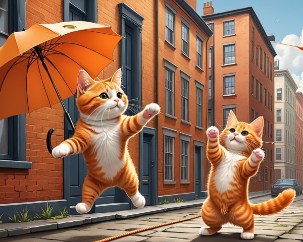 Playful Orange Tabby Kittens in Urban Setting