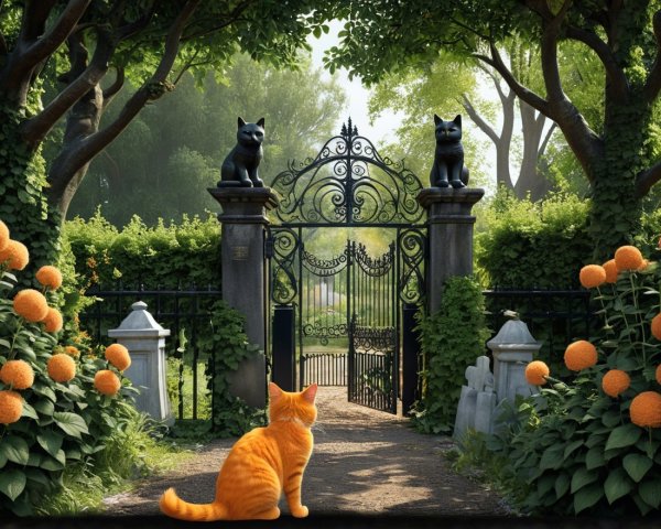 Enchanting Garden Gate Surrounded by Lush Greenery