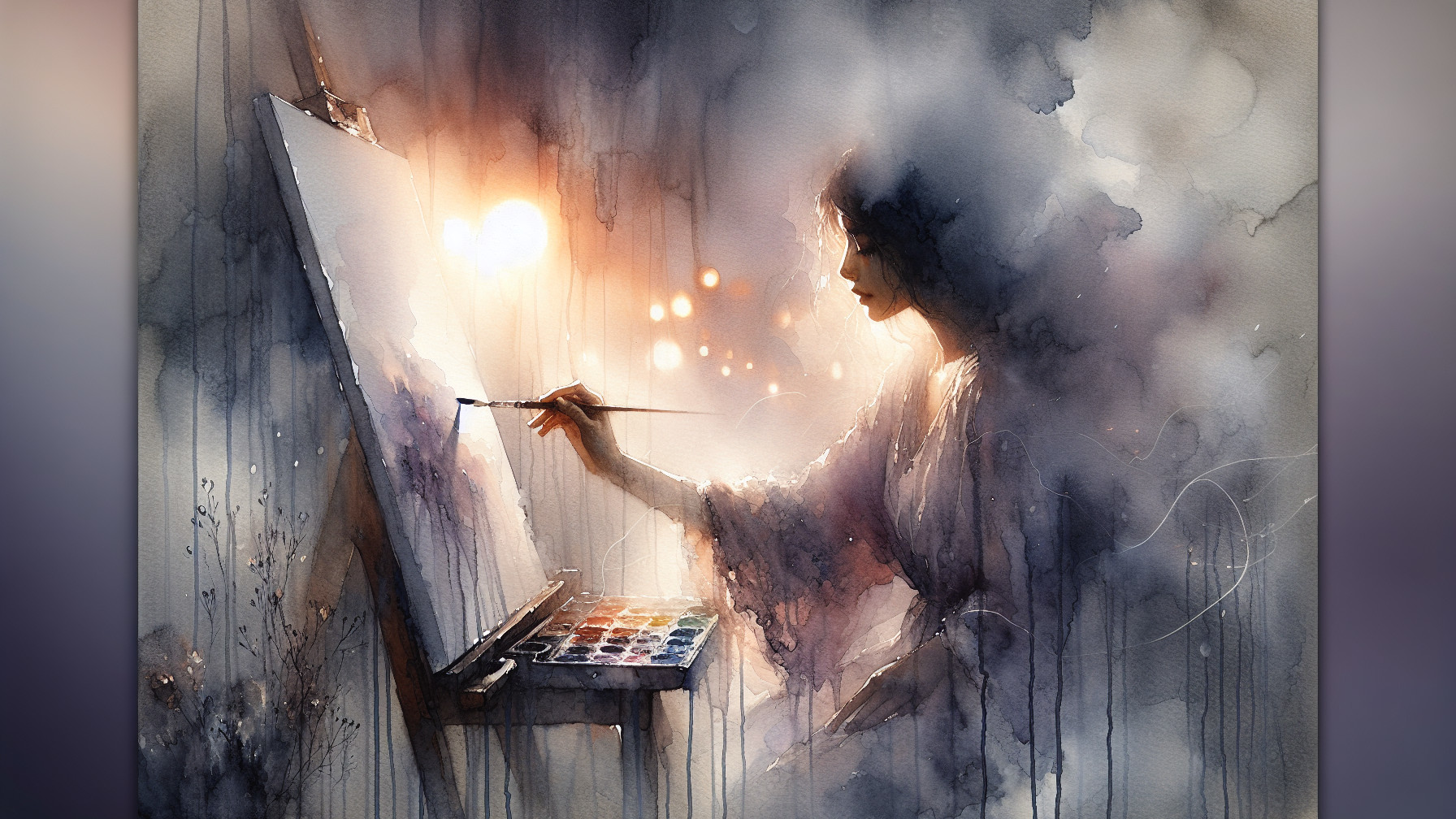 Silhouetted Figure Painting in Soft Ethereal Light