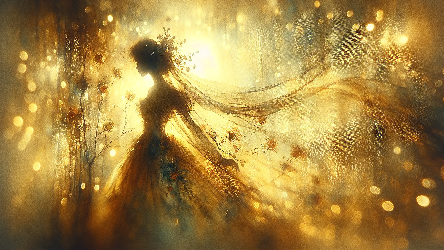 Whimsical Silhouette Against a Dreamy Golden Backdrop