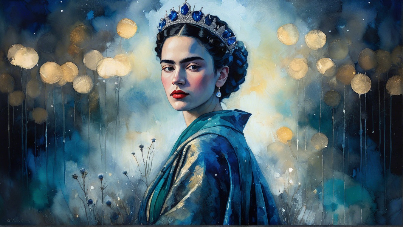 Regal Figure in Blue and Gold Garment Painting