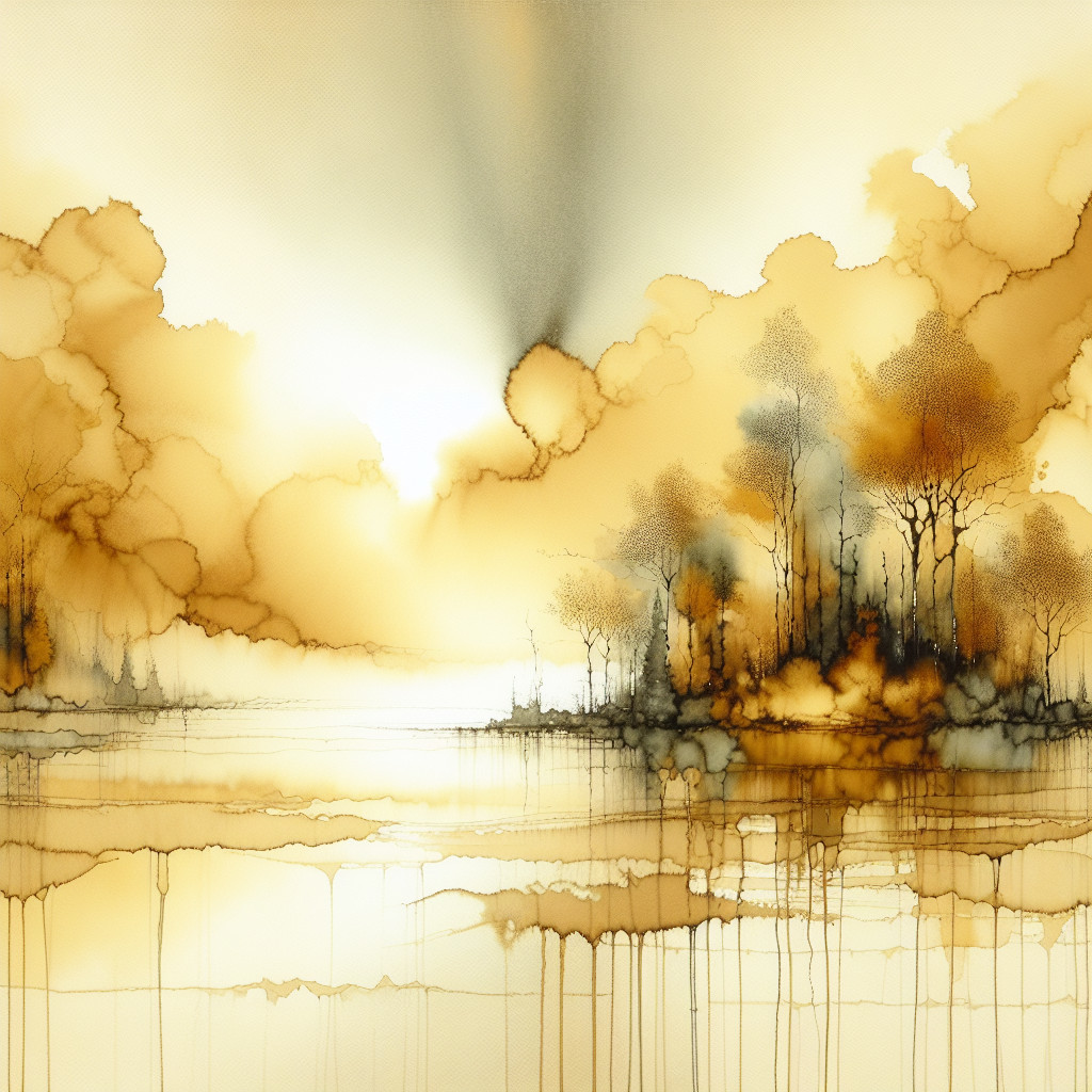 Serene Landscape with Earthy Tones and Reflective Water