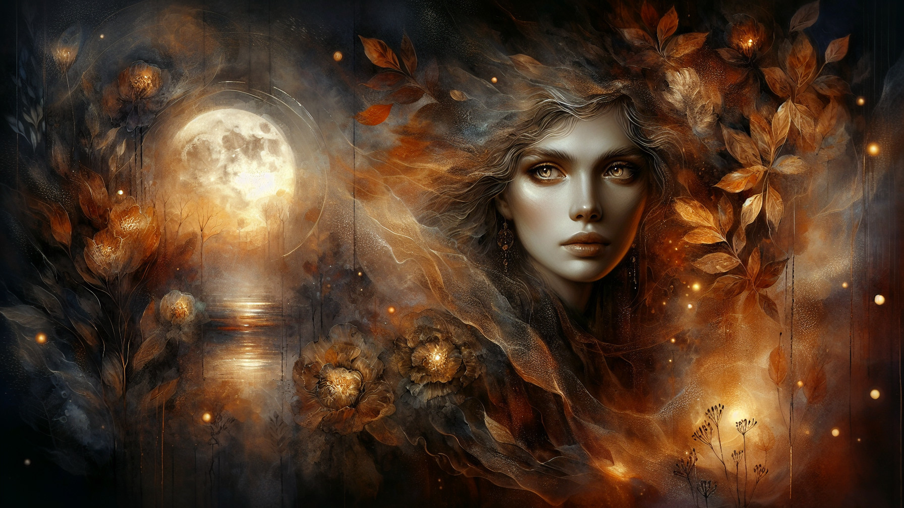 Ethereal Portrait of a Woman in Autumnal Landscape