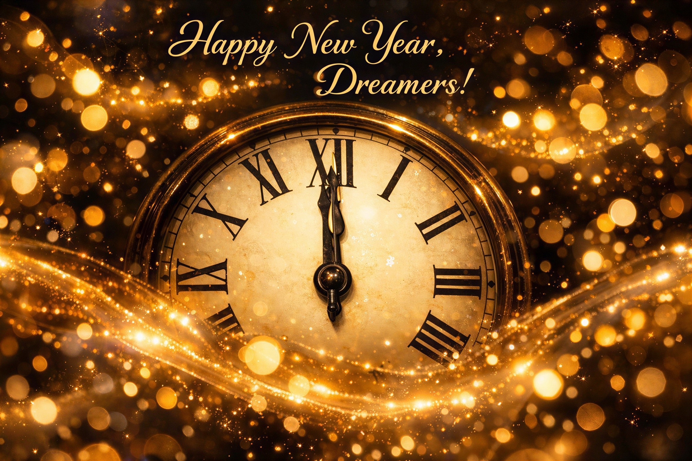 Close-Up of Pocket Watch at Midnight with Bokeh Lights