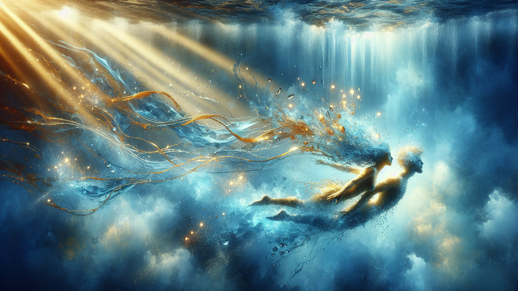 Ethereal Underwater Scene with Graceful Figures