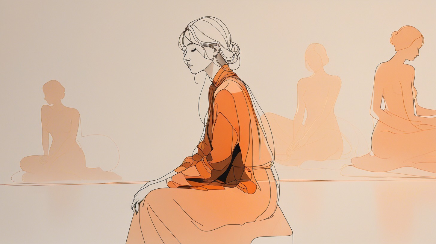 Minimalist Illustration of Serene Seated Woman