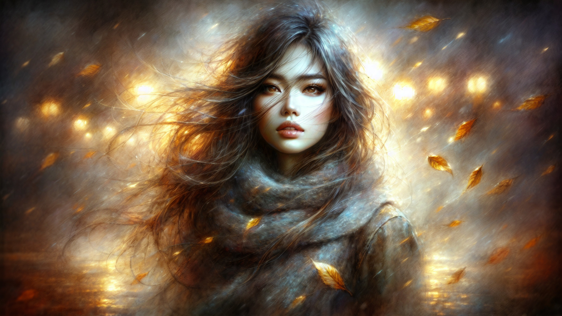 Portrait of a Young Woman with Ethereal Background