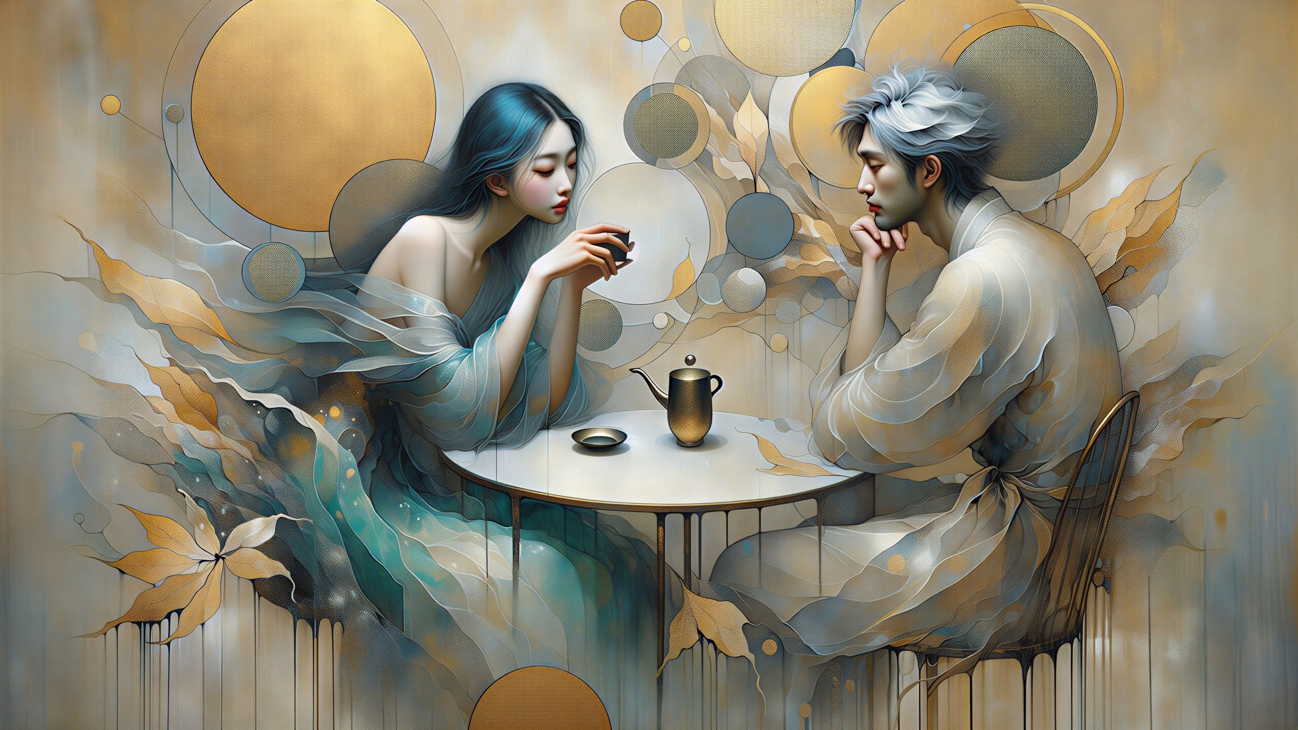 Digital Painting of a Young Couple in Watercolor Style