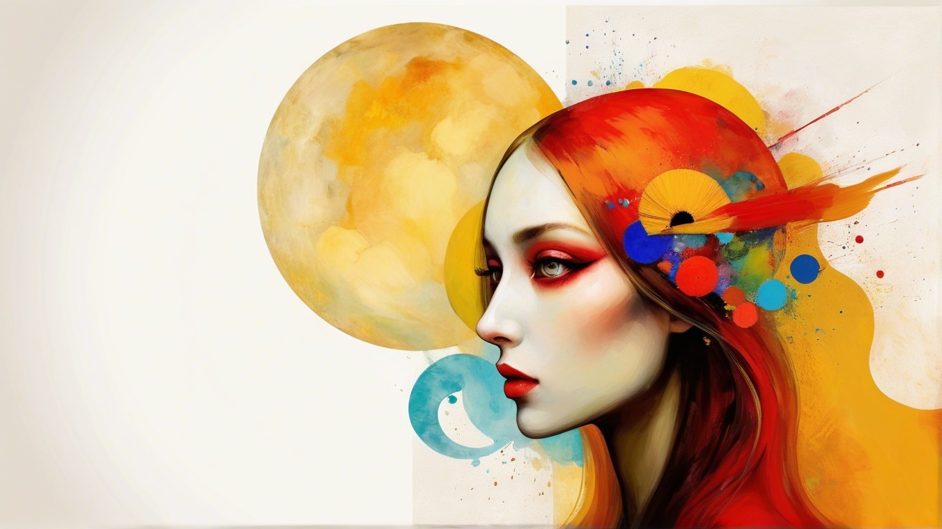 Portrait of a Woman with Red Hair and Abstract Background