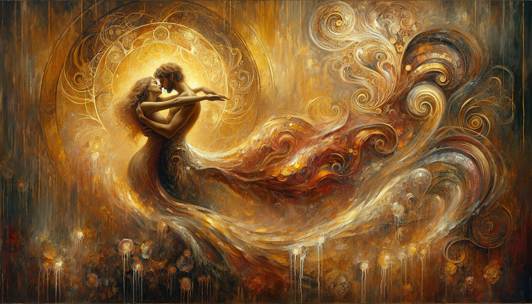 Romantic Embrace in Ethereal Warm Colors